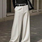 Loose Wide Leg No Belt Solid Color Zipper Casual Pants Bottoms Trousers