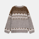 BRUSHED EFFECT JACQUARD KNIT CARDIGAN
