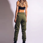 Stylish High-Waisted Solid Color Zipper Casual Sports Pants