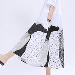 Loose Short Sleeves Contrast Color Drawstring Printed Tied Waist Lapel Midi Dresses Shirt Dress