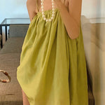Loose Sleeveless Pleated Solid Color Spaghetti-Neck Mini Dresses Slip Dress