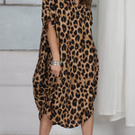 Casual Print Leopard Patchwork V Neck Printed Dress Dresses