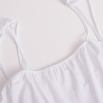 A-Line High Waisted Backless Layered Pleated Solid Color Spaghetti-Neck Mini Dresses