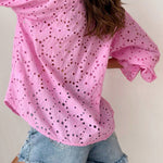 Lily Belle Floral Eyelet Lace Long Sleeve Blouse