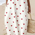 Women'S Casual Sleeveless Dress With Heart Print And Round Neckline