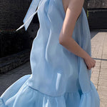 Loose Sleeveless Solid Color Halter-Neck Midi Dresses