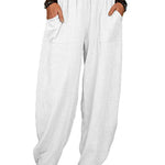 Casual Plain Loose Cotton Harem Pants