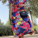 Shirt Collar Print Swing Short Sleeve Dress