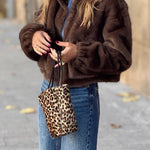 Plush stand-up collar short jacket
