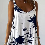 Loose Plus Size Floral Printed Split-Joint Spaghetti-Neck Maxi Dresses