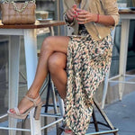 Morandi leopard print slit maxi skirt