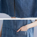 Loose Sleeveless Denim V-Neck Midi Dress