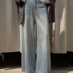 High Waisted Loose Pockets Jean Pants Bottoms