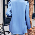 Solid Color Puff-Sleeve Open Blazer Shawl Collar Open Cardigan