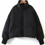 Stand Collar Zipper Pocket Thick Warm Cotton Jacket