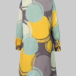 A-Line Long Sleeves Buttoned Pockets Printed Lapel Midi Dresses