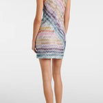 Whimsical Moment Knit Colorful Zigzag Pattern High Neck Sleeveless Mini Dress