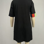 A-Line Half Sleeves Asymmetric Contrast Color Striped Round-Neck Mini Dresses