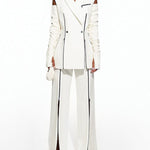 Loose Sleeveless Buttoned Contrast Color Shoulder Pad Zipper Notched Collar Vest Outerwear