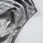 Skinny Asymmetric Shiny Solid Color Split-Joint One-Shoulder Evening Dresses Mini Dresses