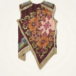 Stunning Floral Print Asymmetric Tassel Trim Scarf Top