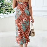 Goya snakeskin strap deep v-neck dress