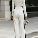 White Cropped Top & Wide-Leg Pants Set