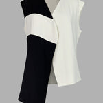 Loose Sleeveless Asymmetric Contrast Color V-Neck Vest Top