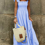 Singing Solo Multi Plaid Smocked Bust Maxi Dress