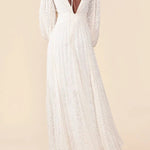 Wedding Guests Pleated Textured Chiffon Fabric Balloon Sleeve Open Back Maxi Dress