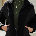 Fashion long sleeve cardigan zipper plush patchwork women's jacket
