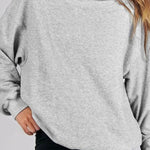 Women's Slit Mock Neck Oversized Sweatshirt