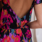 Nicola Watercolor Splash Ink Printed Elastic Waist Pocketed Jumpsuit