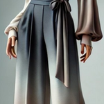 Loose Wide Leg Gradient Tied Waist Casual Pants Bottoms Trousers