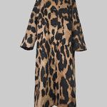 Long Sleeves Loose Buttoned Leopard Pockets Split-Joint V-Neck Outerwear Trench Coats