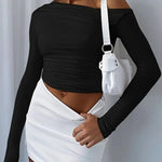 Zeagoo Womens Long Sleeve Off The Shoulder Casual Crop Tops