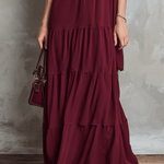 Bohemian Burgundy Tiered Maxi Dress