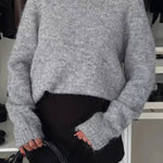 Bow Slit Back Round Neck Sweater