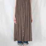 Loose Sleeveless Pleated See-Through Round-Neck Midi Dresses