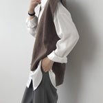 Knitting Irregularity Solid V-Neck Vest