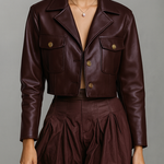 Women's Minimalist Faux Leather Short Jacket
