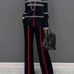 Long Sleeves Loose Striped High Neck T-Shirts Tops