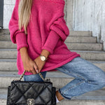 Casual Street Atmosphere Knit Wide Neck Loose Sweater