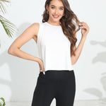 Zeagoo Women's Summer Crop Tank Tops 2024 Casual Crewneck Cropped Tops Graphic Loose Fit Sleeveless Shirts