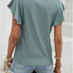 Zeagoo Womens Summer Tops Crewneck Short Sleeve Shirts Casual Basic Ruffle T Shirt Fashion Cute Blouse 2024