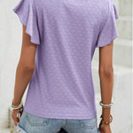 Zeagoo Womens Summer Tops Crewneck Short Sleeve Shirts Casual Basic Ruffle T Shirt Fashion Cute Blouse 2024