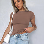 Zeagoo Women's T-Shirt Crew Neck Short Sleeve Crop Tops (DE Only)