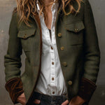 Vintage Herringbone Tweed Blazer With Velvet Trim