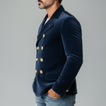 Men's Matte Velvet Lapel Double-Breasted Jacket