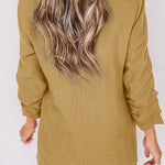 Plain Lapel Cardigan Faux Pocket Blazer